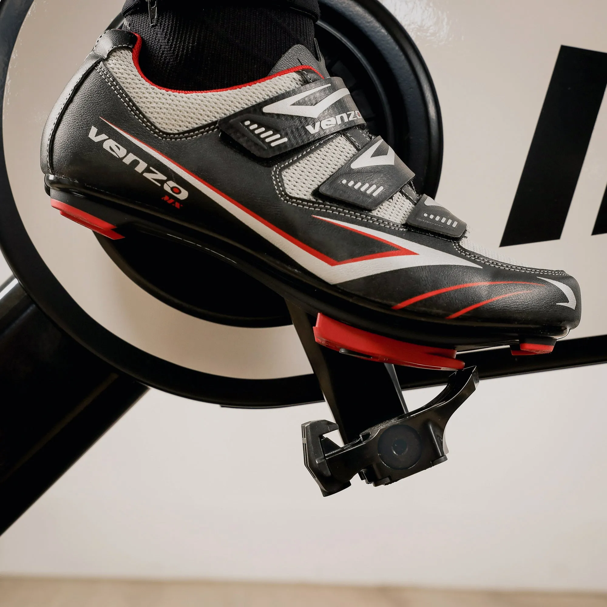 Venzo Bicycle Men's Road Cycling Riding Shoes - 3 Straps - Compatible with Look Delta & for Shimano SPD-SL - Perfect for Road Racing Bikes - Black - 12 US Men
