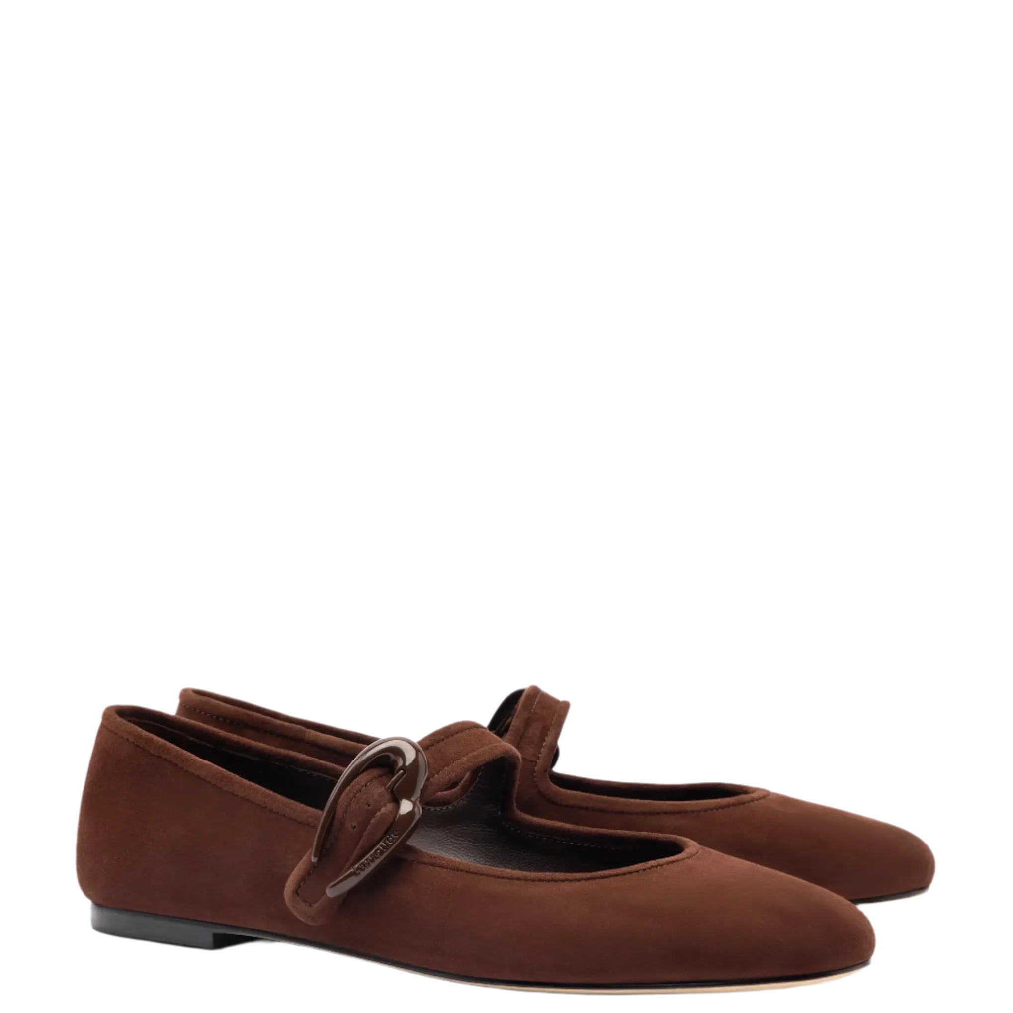 Verona Ballet Flat In Brown Suede by Larroudé
