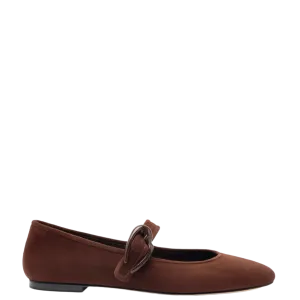 Verona Ballet Flat In Brown Suede by Larroudé