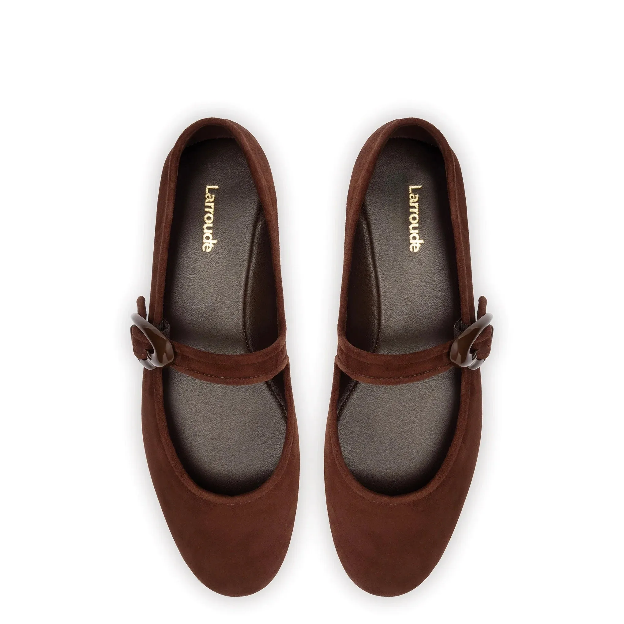 Verona Ballet Flat In Brown Suede by Larroudé