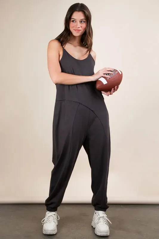 VERY J Sleeveless Knit Comfy Casual Jumpsuit