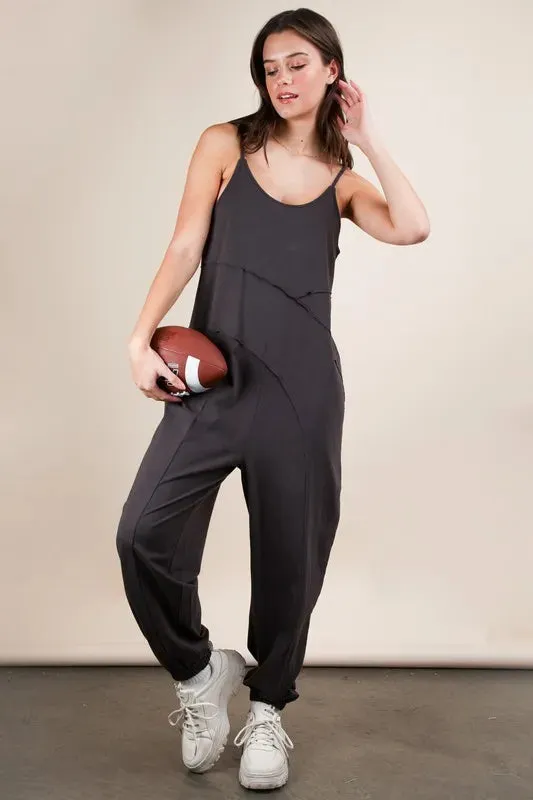 VERY J Sleeveless Knit Comfy Casual Jumpsuit