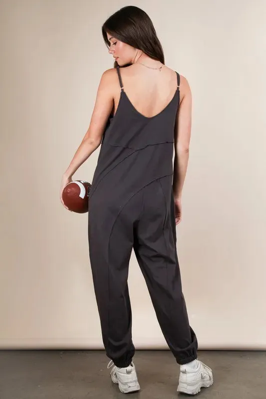 VERY J Sleeveless Knit Comfy Casual Jumpsuit