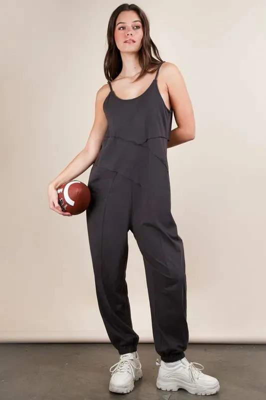 VERY J Sleeveless Knit Comfy Casual Jumpsuit