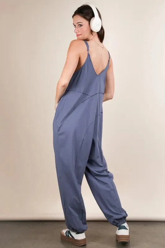 VERY J Sleeveless Knit Comfy Casual Jumpsuit