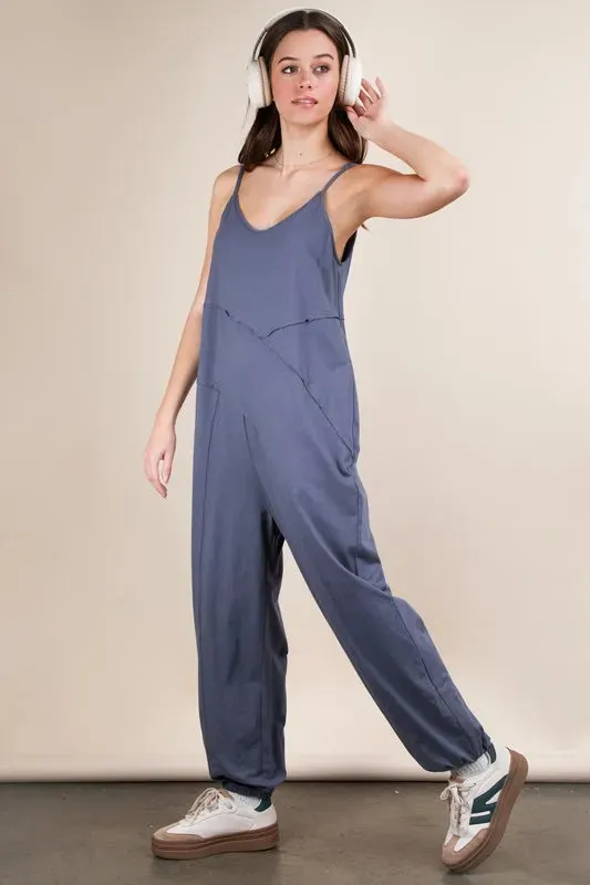VERY J Sleeveless Knit Comfy Casual Jumpsuit