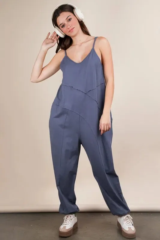 VERY J Sleeveless Knit Comfy Casual Jumpsuit